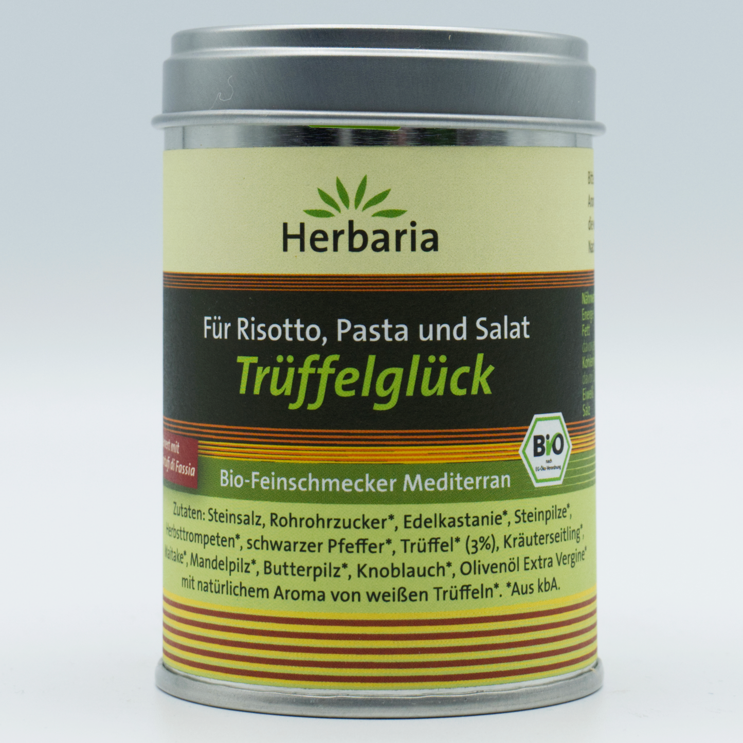 Herbaria Trüffelglück bio 110g M-Dose - fertiges Bio-Pilz- & Trüffelgewürz für intensiv-köstliche Gerichte - mit erlesenen Zutaten - in nachhaltiger Aromaschutz-Dose